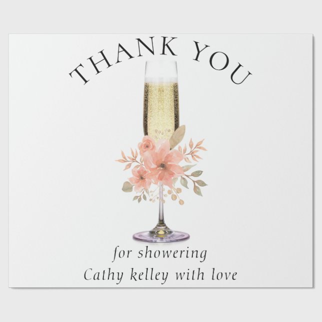 Custom Branded Bubbly and Brunch Bridal Shower Wrapping Paper (Flat)