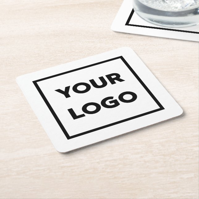 Custom Branded Business Company Logo Square Paper Coaster (Angled)