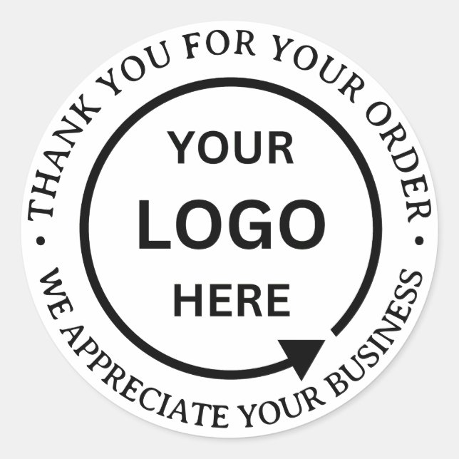Custom Branded Business Company Logo Thank You Classic Round Sticker (Front)