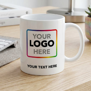 Custom Branded Business Logo Coffee Mug with Text