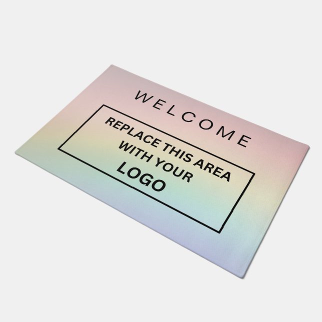 Custom Branded Business Logo Company Rainbow  Doormat (Angled)