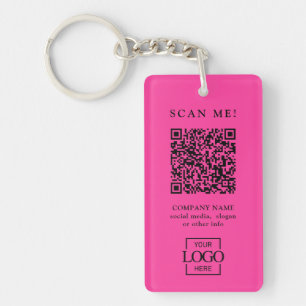 Custom Branded Business Logo QR Code Modern Key Ring