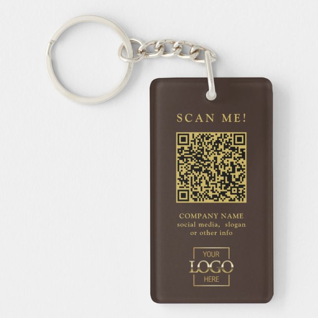 Custom Branded Business Logo QR Code Modern Key Ring (Front)