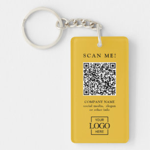 Custom Branded Business Logo QR Code Modern Key Ring
