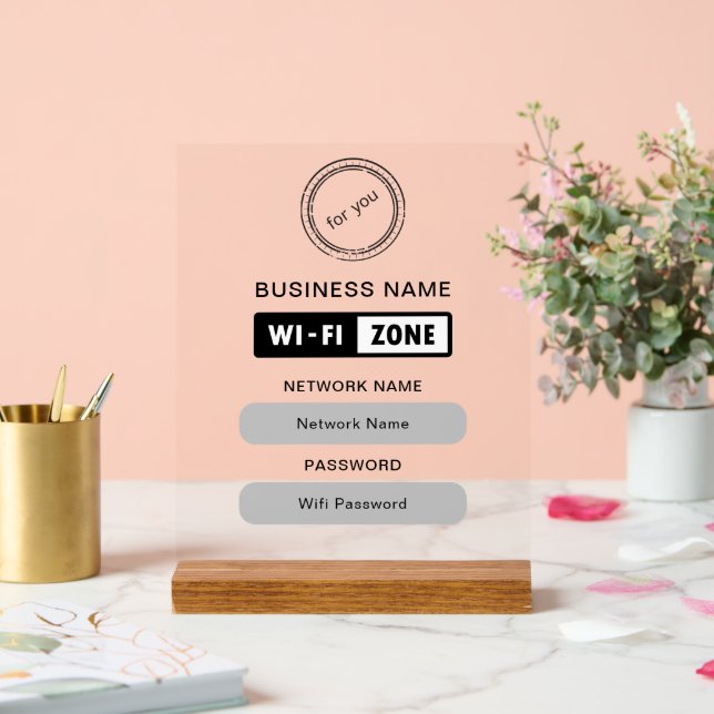 Custom Branded Business Name Wifi Details & Logo Acrylic Sign (Wedding)