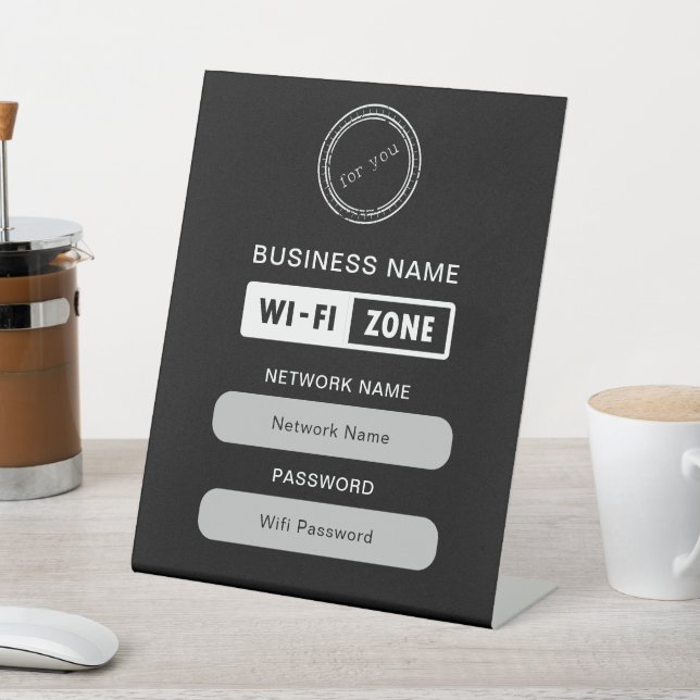 Custom Branded Business Name Wifi Details & Logo Pedestal Sign (In SItu)