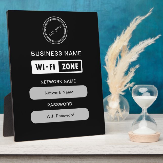 Custom Branded Business Name Wifi Details & Logo Plaque (Side)