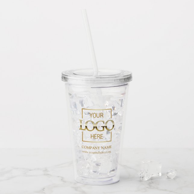 Custom Branded Company Business Logo Promotional Acrylic Tumbler (Front Ice)