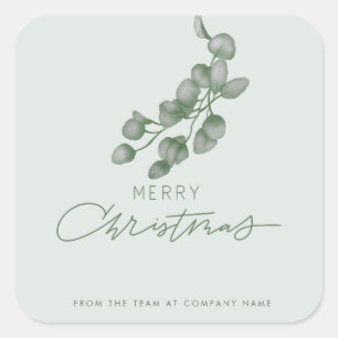 Custom Branded Company Name Merry Christmas Square Sticker