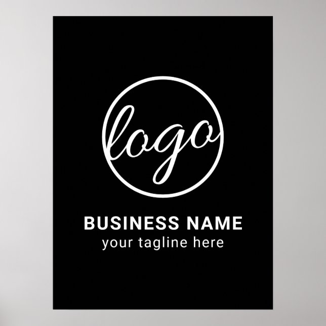 Custom Branded Company Simple Black Business Logo Poster (Front)