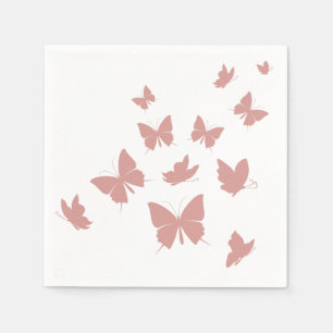 Custom Branded Cute Pink Flying Butterflies Napkin