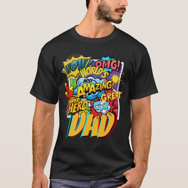 Custom Branded DAD Gift - Comic Superhero Fun Name T-Shirt (Front)