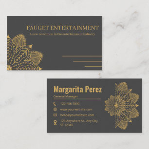 Custom Branded Dark Grey & Gold Elegant Name  Business Card
