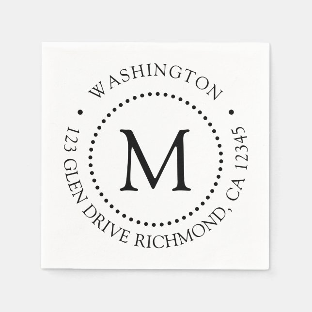 Custom Branded Dot Frame Monogram napkins (Front)