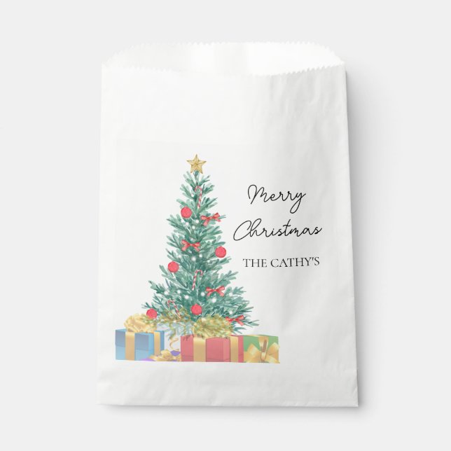 Custom Branded Elegant Merry Christmas Party Paper Favour Bags (Front)