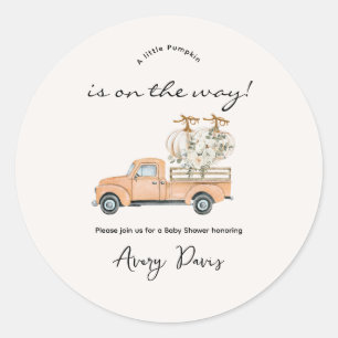 Custom Branded Fall Pumpkin Baby Shower  Classic Round Sticker