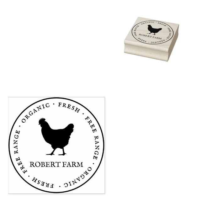 Custom Branded Family Farm Chicken Egg Carton  Rubber Stamp (Stamped)
