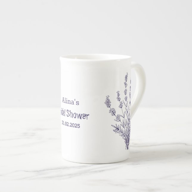 Custom Branded French lavender flowers  Bone China Mug (Front Right)