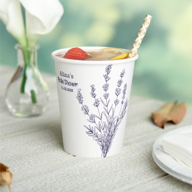 Custom Branded French lavender flowers Paper Cups (Insitu)