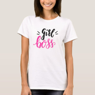 Custom Branded Girl Boss Script Hearts Pink Black T-Shirt