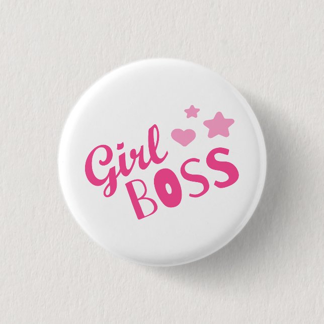 Custom Branded Girl Boss Stylish Pink Black Hearts 3 Cm Round Badge (Front)