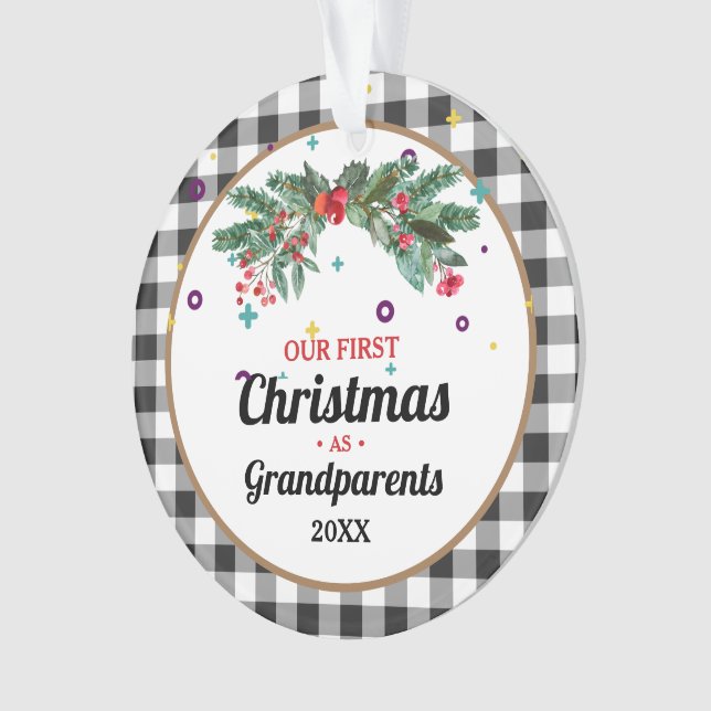 Custom Branded Grandparent's First Christmas  Ornament (Front)