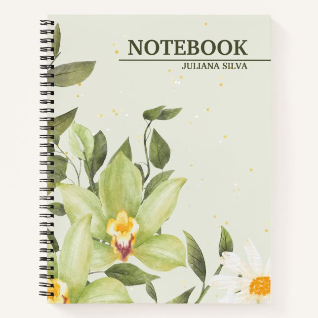 Custom Branded Green Watercolor Cover Notebook (Front)