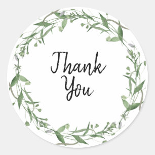 Custom Branded Green Wreath Thank You Circle  Classic Round Sticker