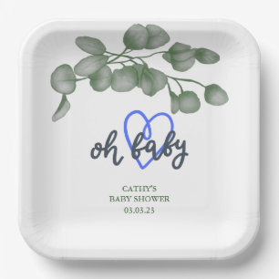 Custom Branded Greenery Oh Baby   Baby Shower 9"  Paper Plate