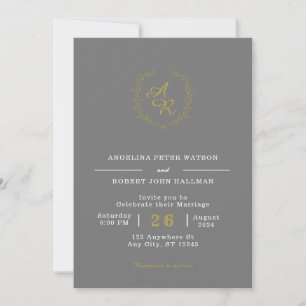 Custom Branded Grey and Gold Elegant Wedding Invitation