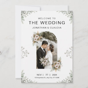 Custom Branded Grey Floral Watercolor Wedding  Invitation
