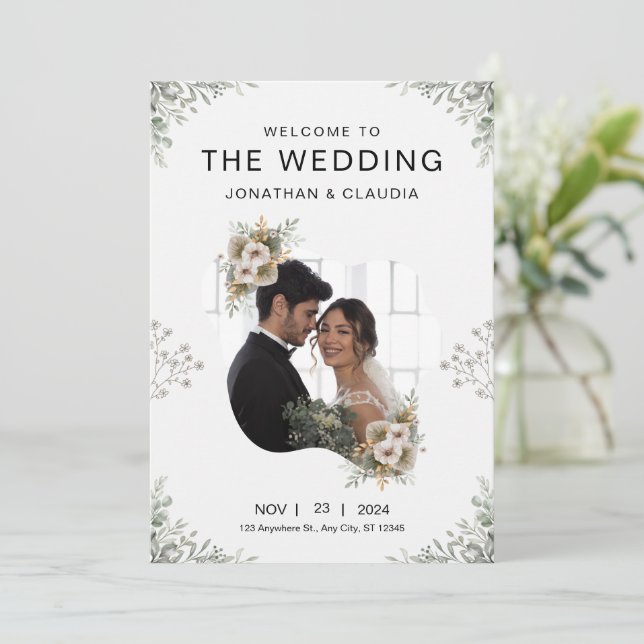 Custom Branded Grey Modern Wedding Invitation (Standing Front)