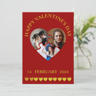 Custom Branded Happy Valentine's Day Three Photos Holiday Card