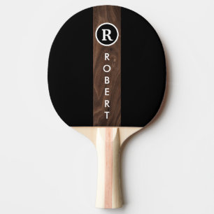 Custom Branded Monogrammed wood colour stripe Blac Ping Pong Paddle