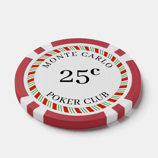 Custom Branded Monte Carlo Smooth 25 Cent 14 Gram  Poker Chips (Single)