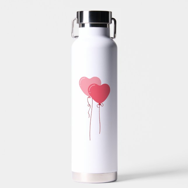 Custom Branded Pink Minimalist Valentine's Water Bottle (Front)