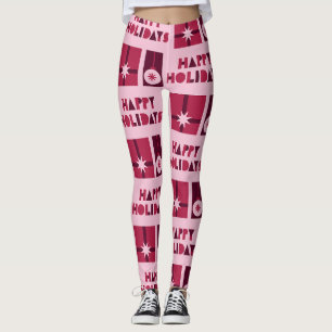 Custom Branded Pink Red Dark Red in Christmas Leggings