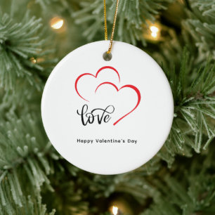 Custom Branded Red Black Minimalist Valentine Day Ceramic Tree Decoration