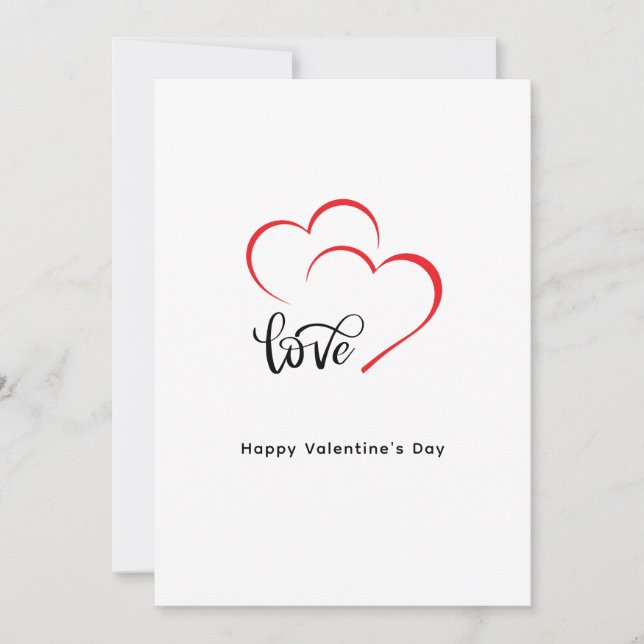 Custom Branded Red Black Minimalist Valentine Day Holiday Card (Front)