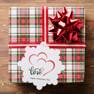 Custom Branded Red Black Minimalist Valentine Day Tree Decoration Card