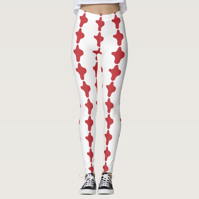 Custom Branded Red Corner pattern modern Leggings  (Front)