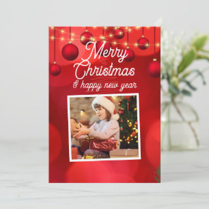 Custom Branded Red Merry Christmas Happy New Year Holiday Card