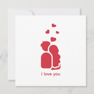 Custom Branded Red White Simple Couple and Heart Thank You Card