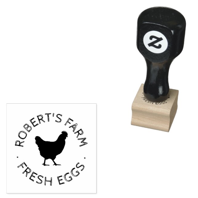 Custom Branded Script Happy Hen Egg Stamp (Stamped)