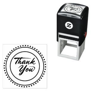 Custom Branded Thank You   Elegant Metallic Gold  Self-inking Stamp