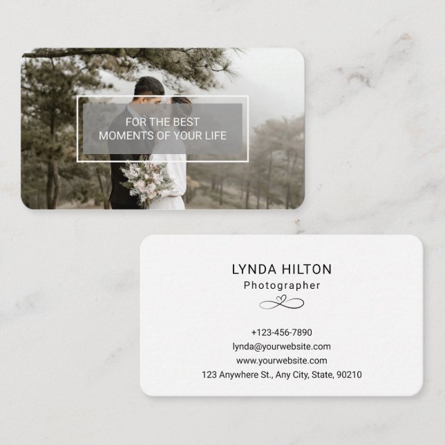 Custom Branded Wedding Photography White  Business Card (Front/Back)
