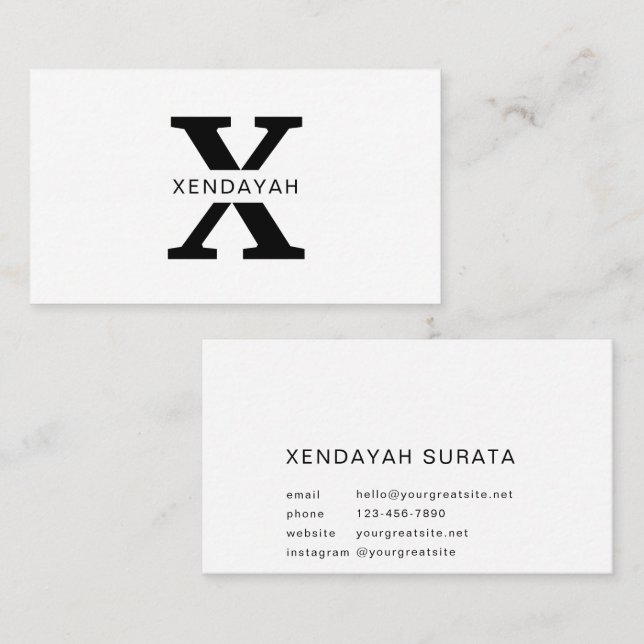 Custom Branded White and Black Minimalist Luxury Business Card (Front/Back)