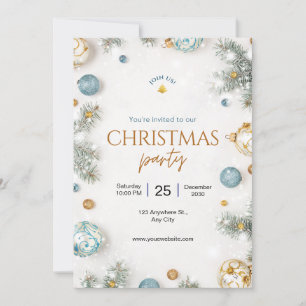 Custom Branded White and Blue Classy Christmas  Invitation