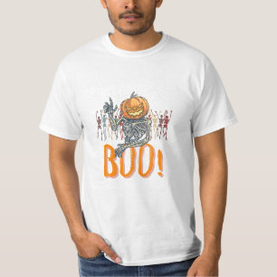 Custom Branded White and Orange Grunge Halloween T-Shirt