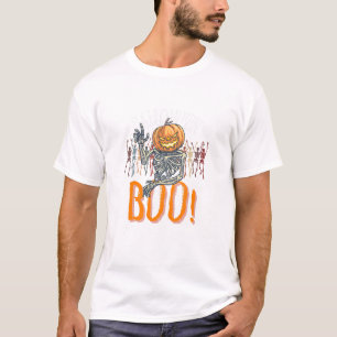 Custom Branded White and Orange Grunge Halloween T-Shirt